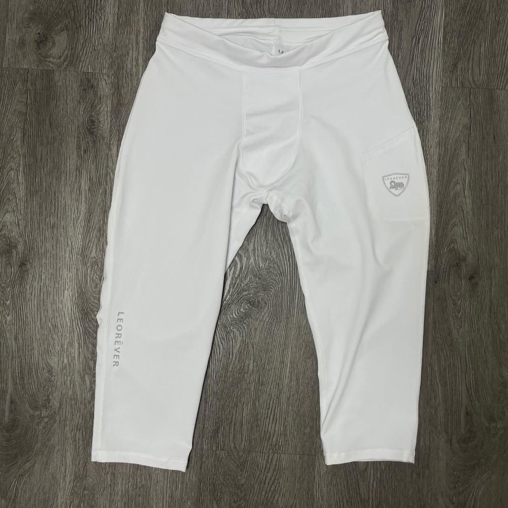 Leorever Compression Pant Mens XL White Rashguard Base Layer 3/4 Pants Bottom